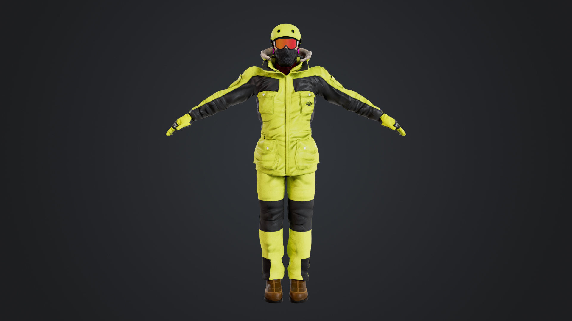 Male Skier Rigged Low-poly 3D model_8