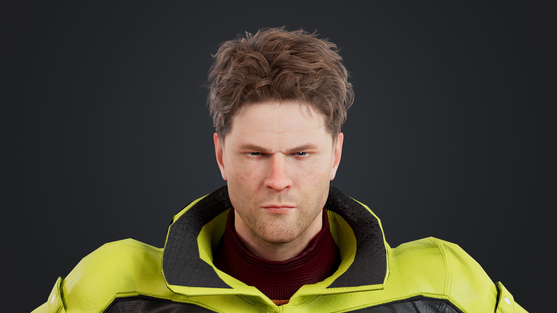 Male Skier Rigged Low-poly 3D model_15