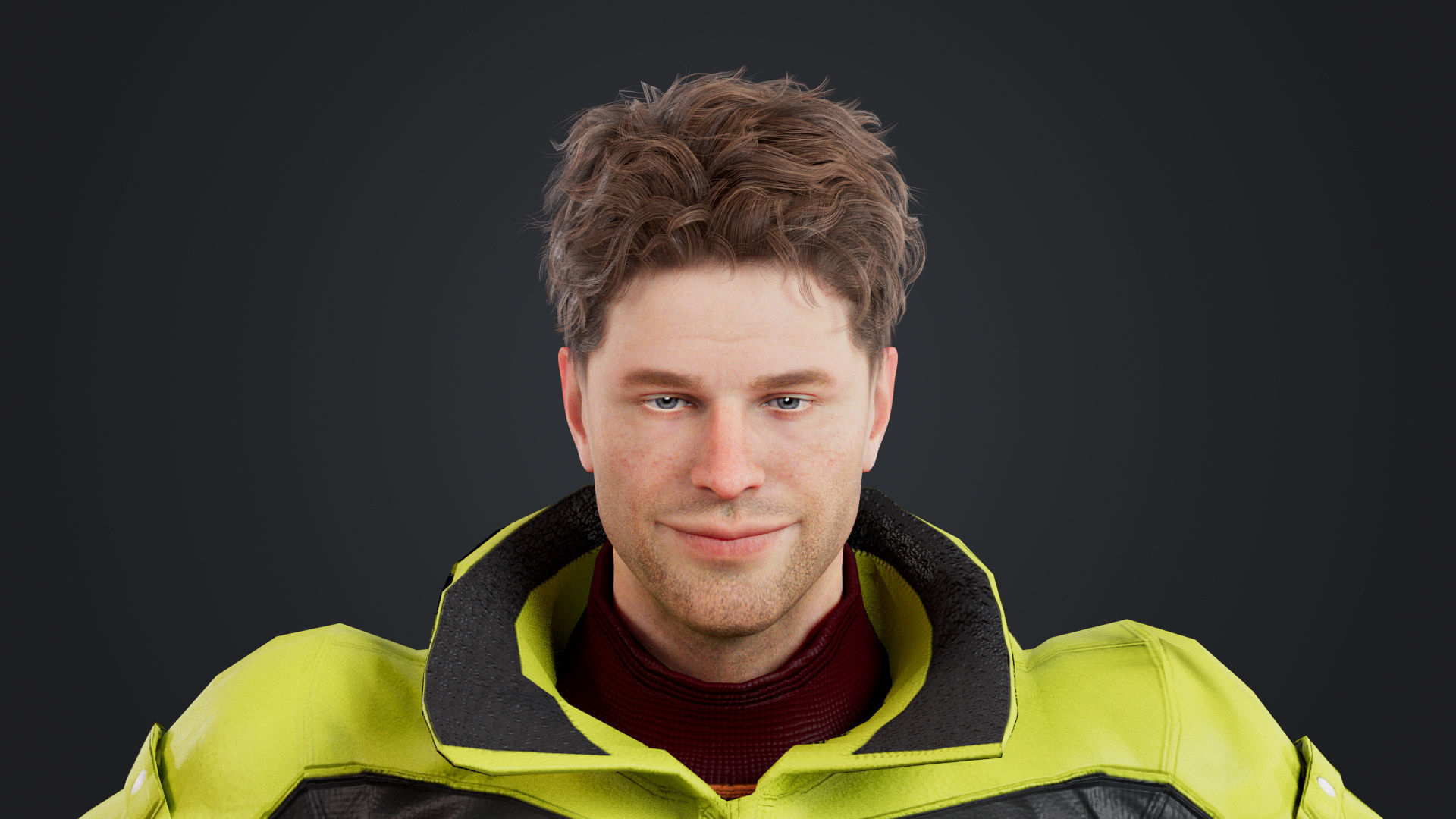 Male Skier Rigged Low-poly 3D model_14
