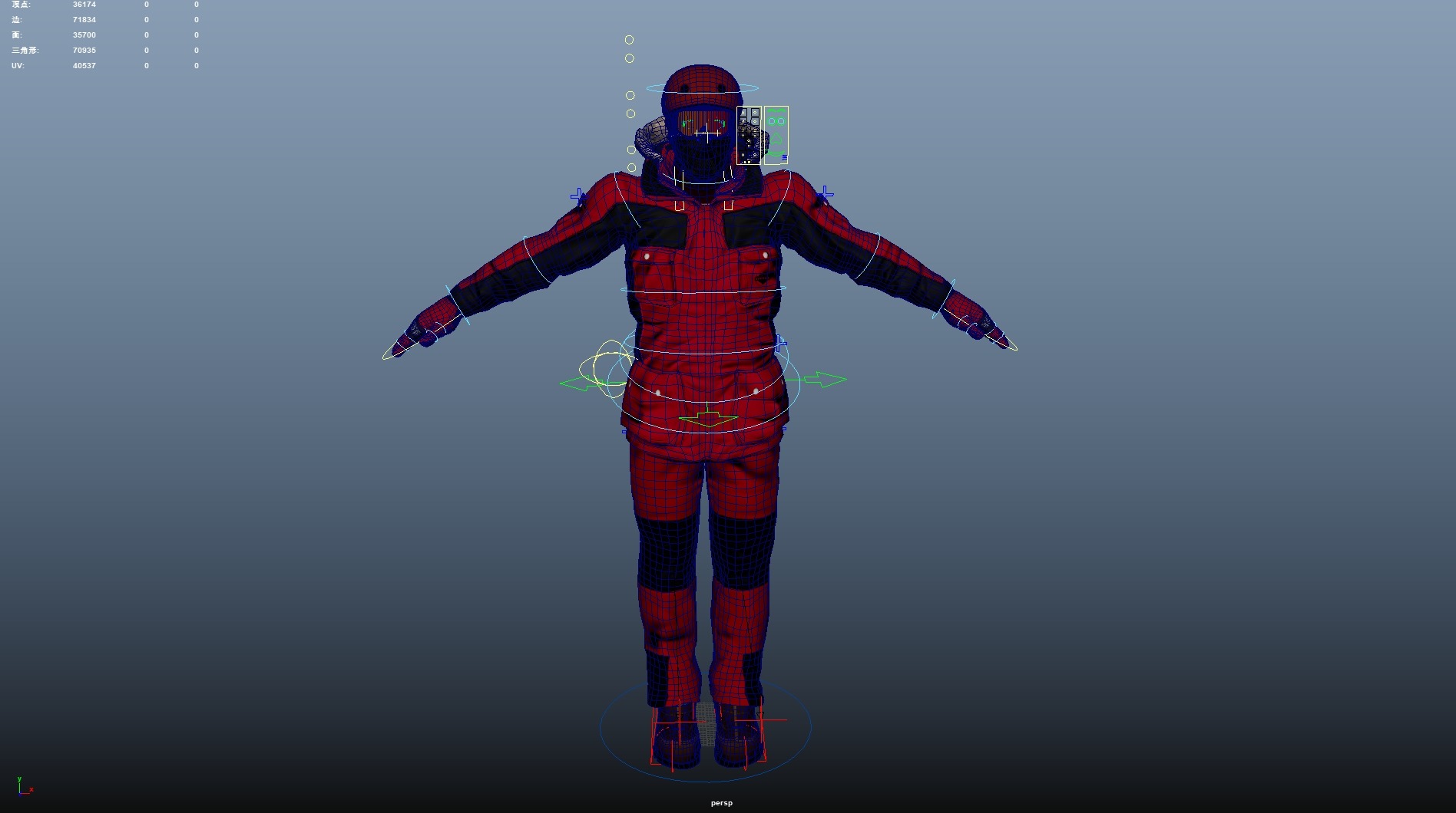 Male Skier Rigged Low-poly 3D model_27