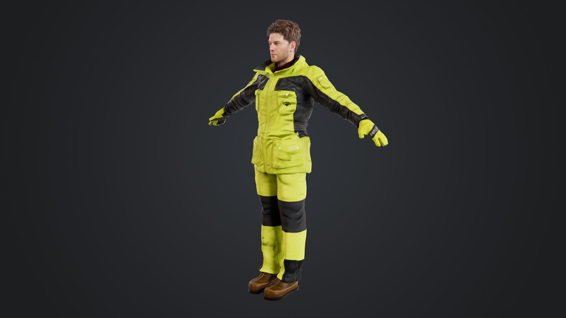 Male Skier Rigged Low-poly 3D model_4