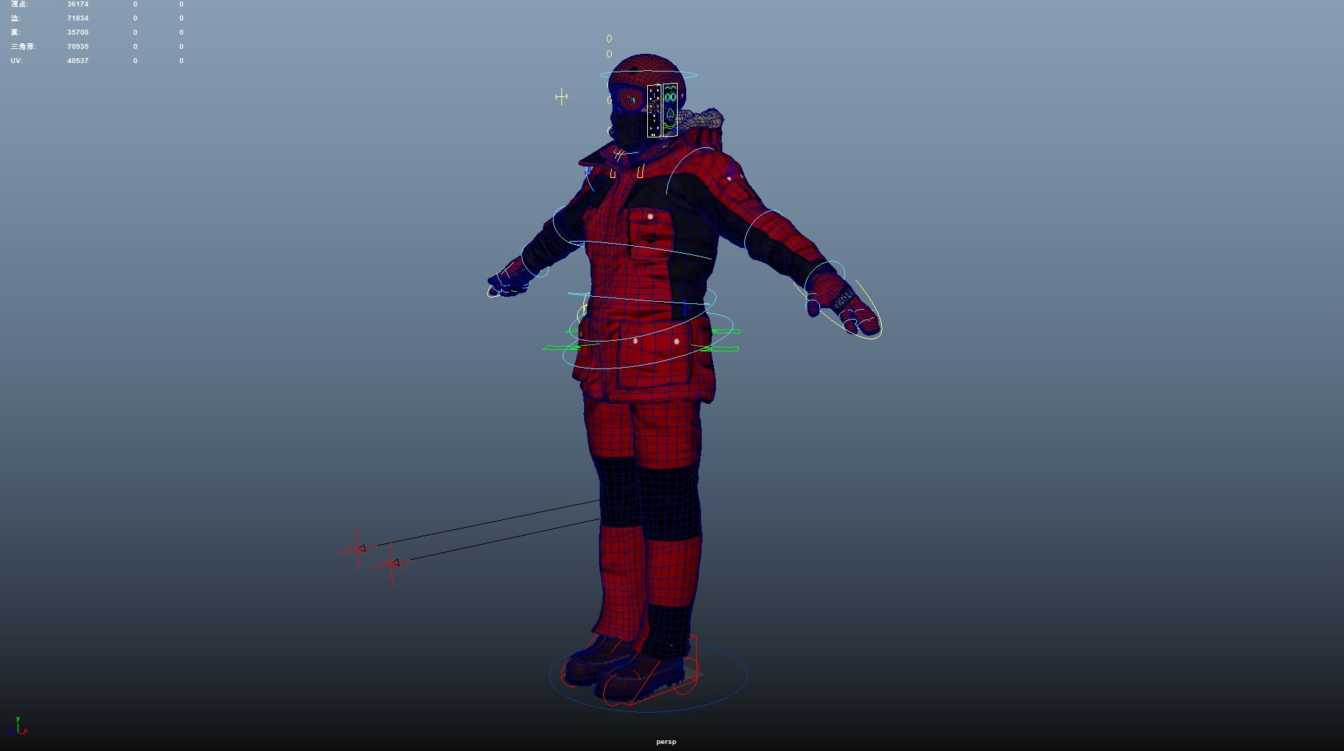 Male Skier Rigged Low-poly 3D model_29
