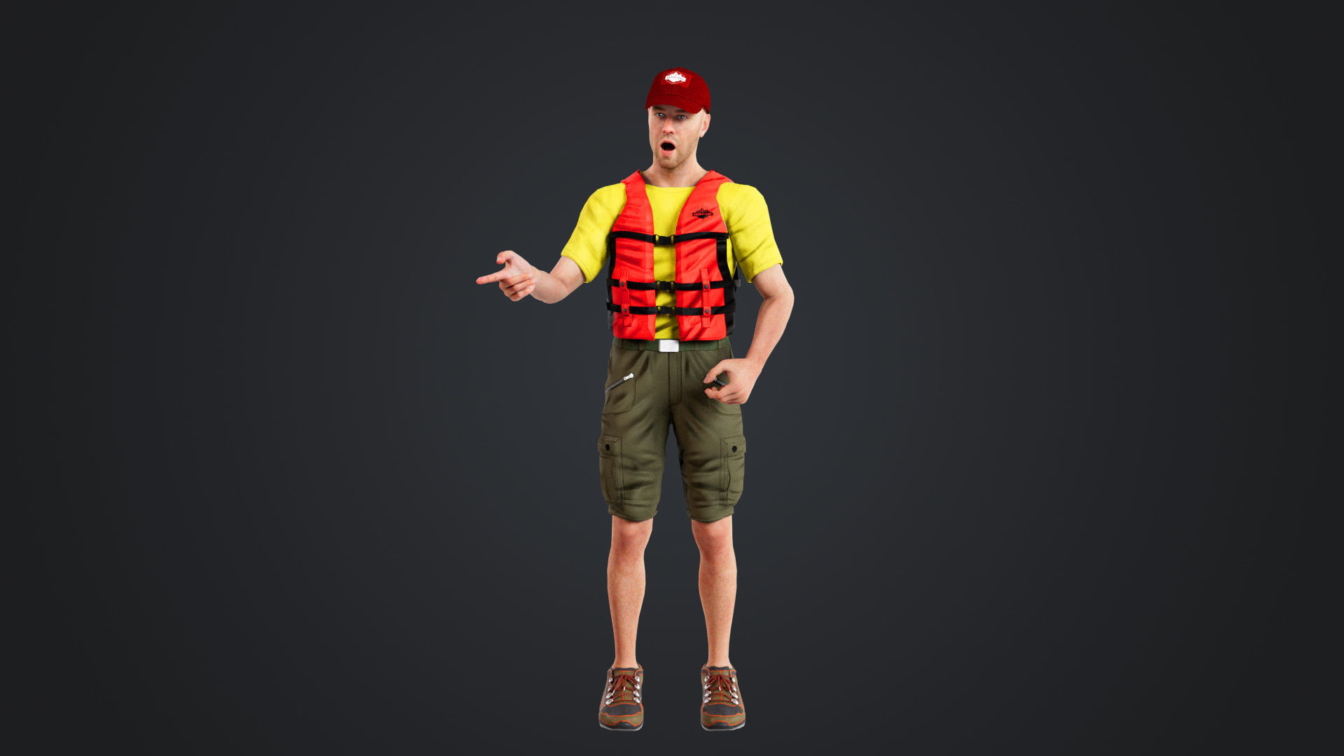 Kayak Canoe Athlete Low-poly 3D model_1