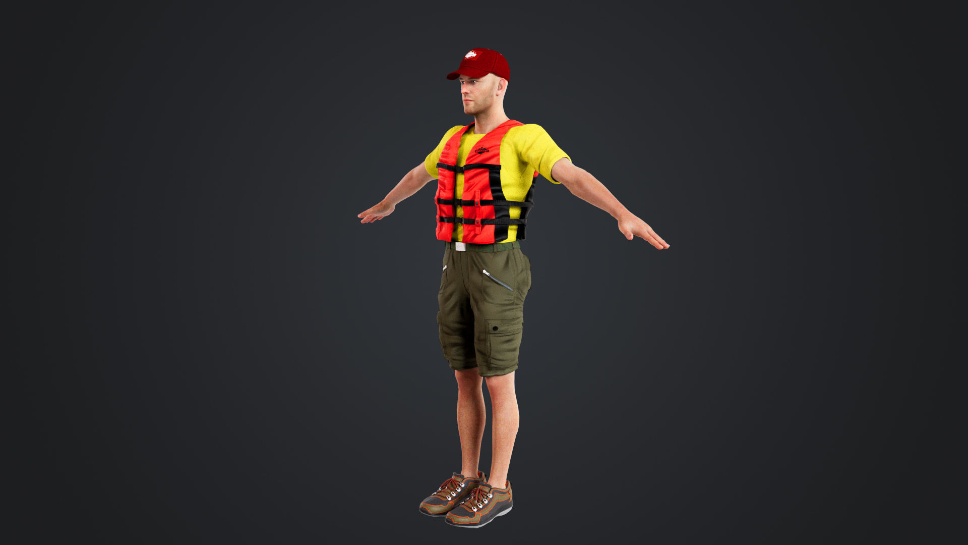 Kayak Canoe Athlete Low-poly 3D model_4