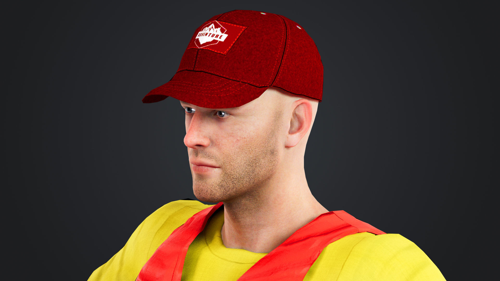 Kayak Canoe Athlete Low-poly 3D model_9