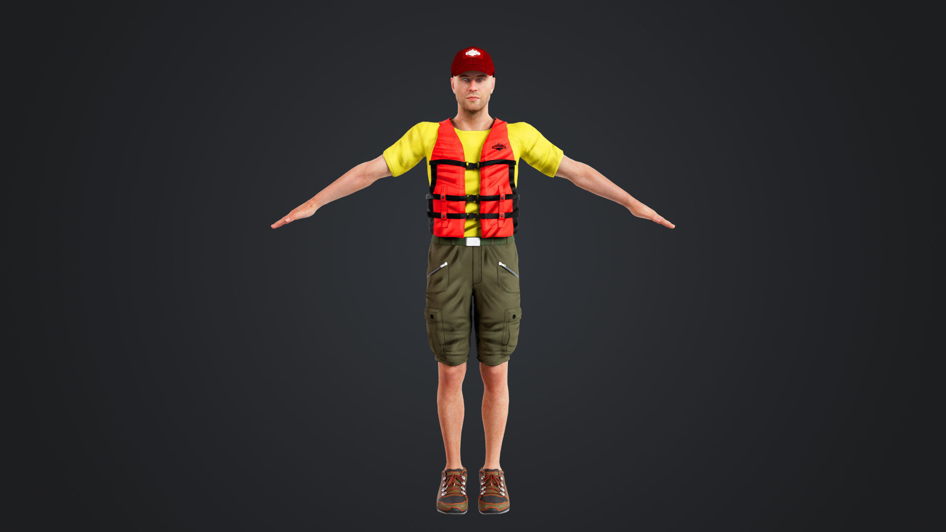 Kayak Canoe Athlete Low-poly 3D model_3