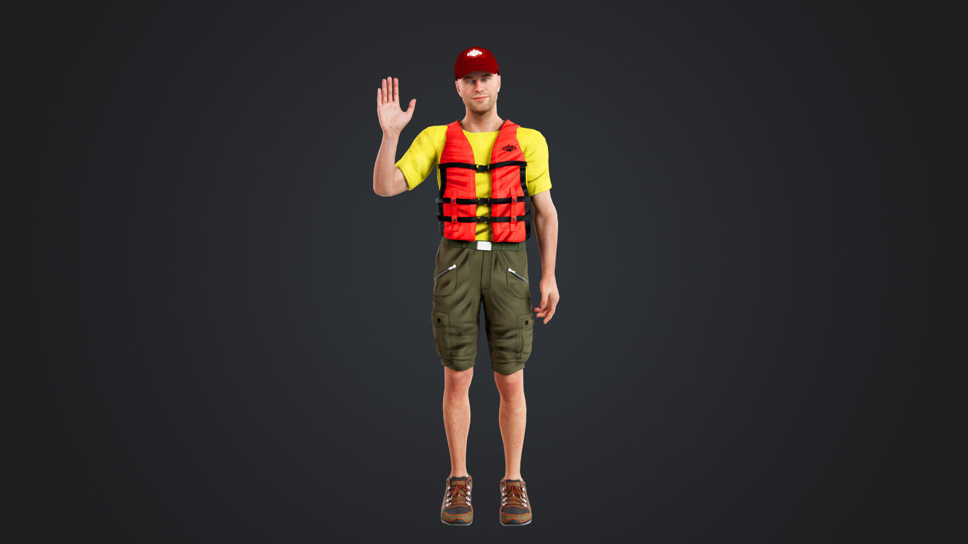Kayak Canoe Athlete Low-poly 3D model_2