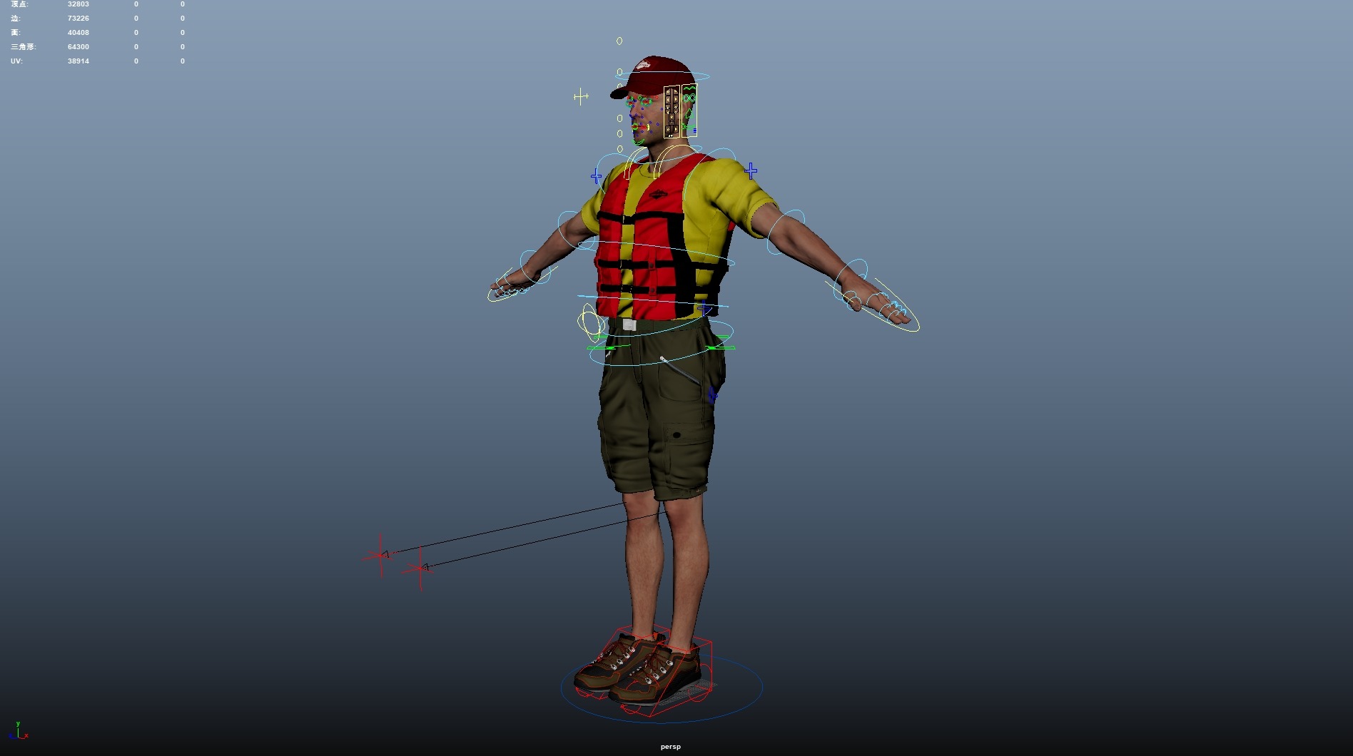 Kayak Canoe Athlete Low-poly 3D model_22