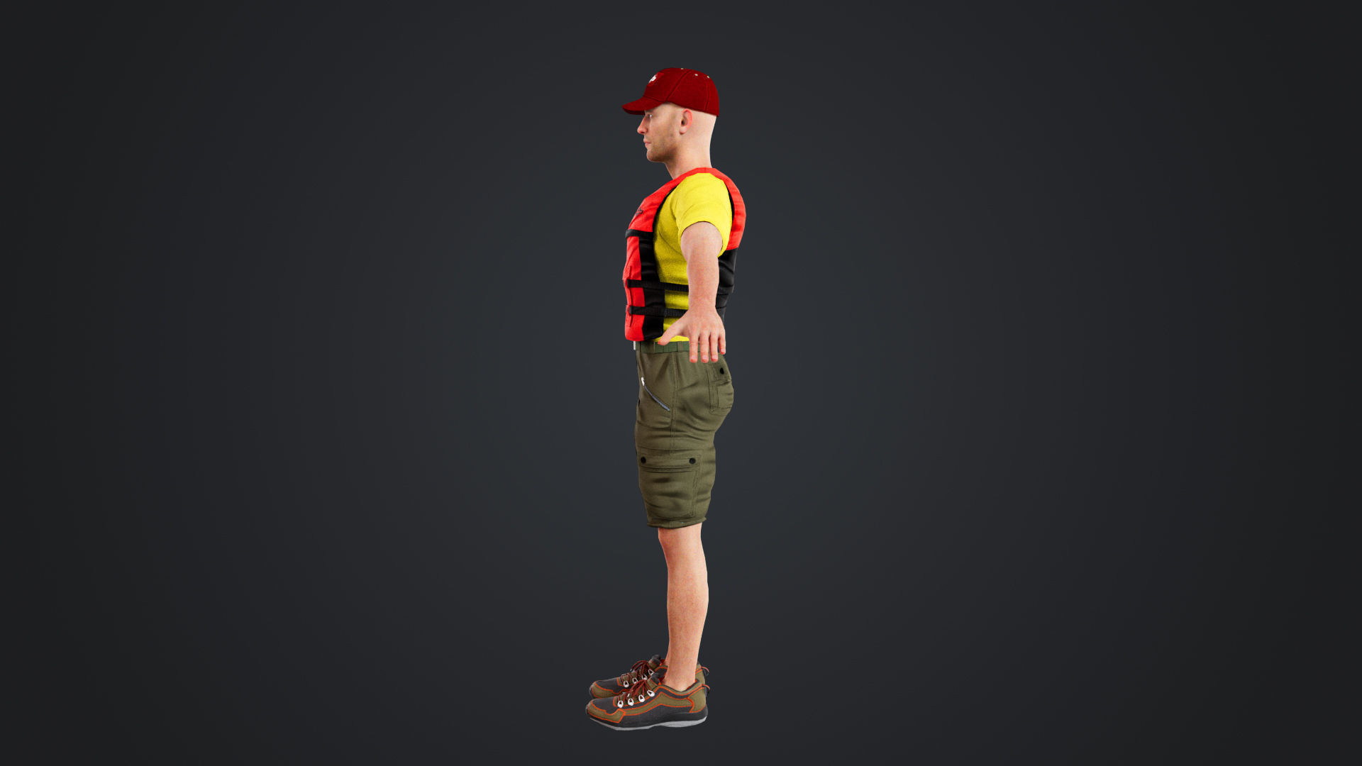 Kayak Canoe Athlete Low-poly 3D model_5
