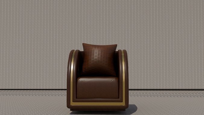 Compact and stylish single-seat armchair-soft upholstery design Low-poly 3D model