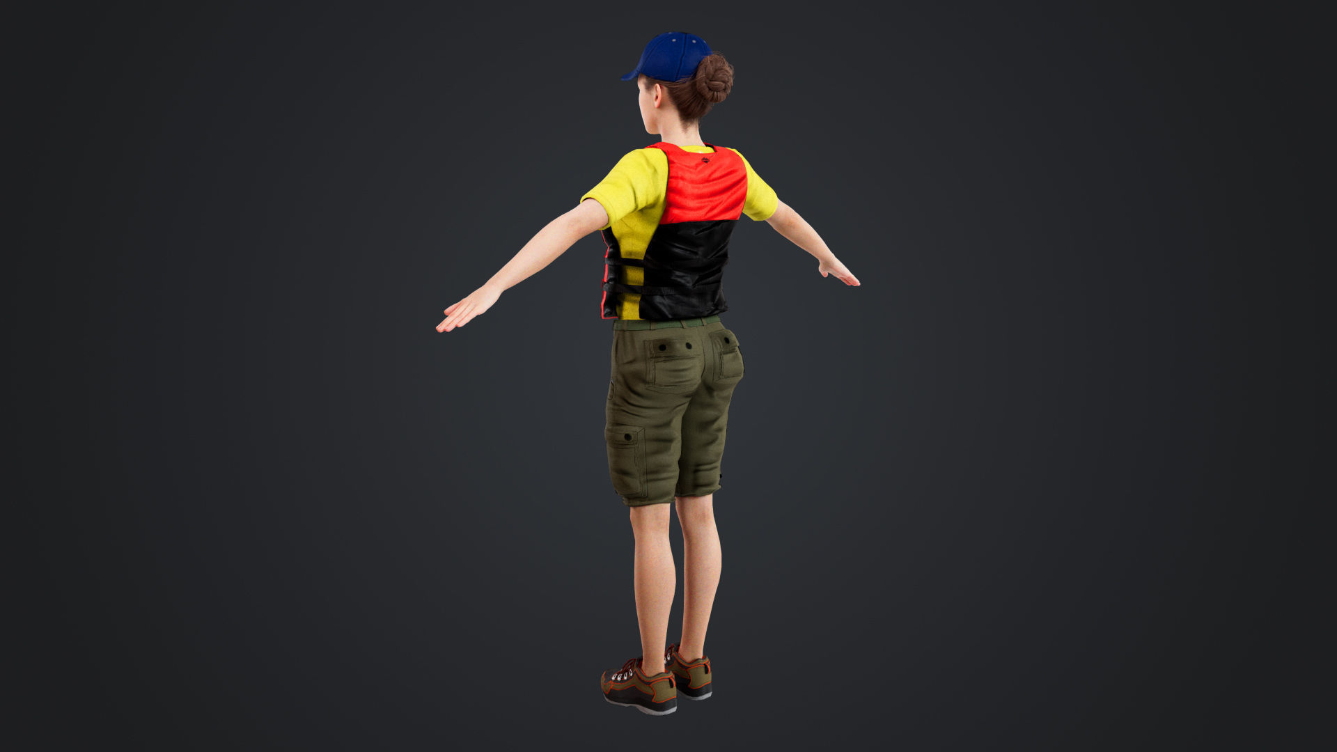 Kayak Canoe Athlete Low-poly 3D model_8