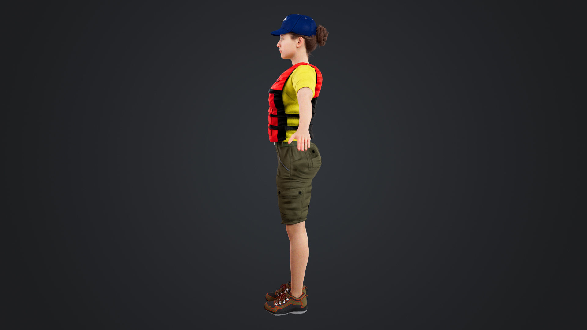 Kayak Canoe Athlete Low-poly 3D model_7