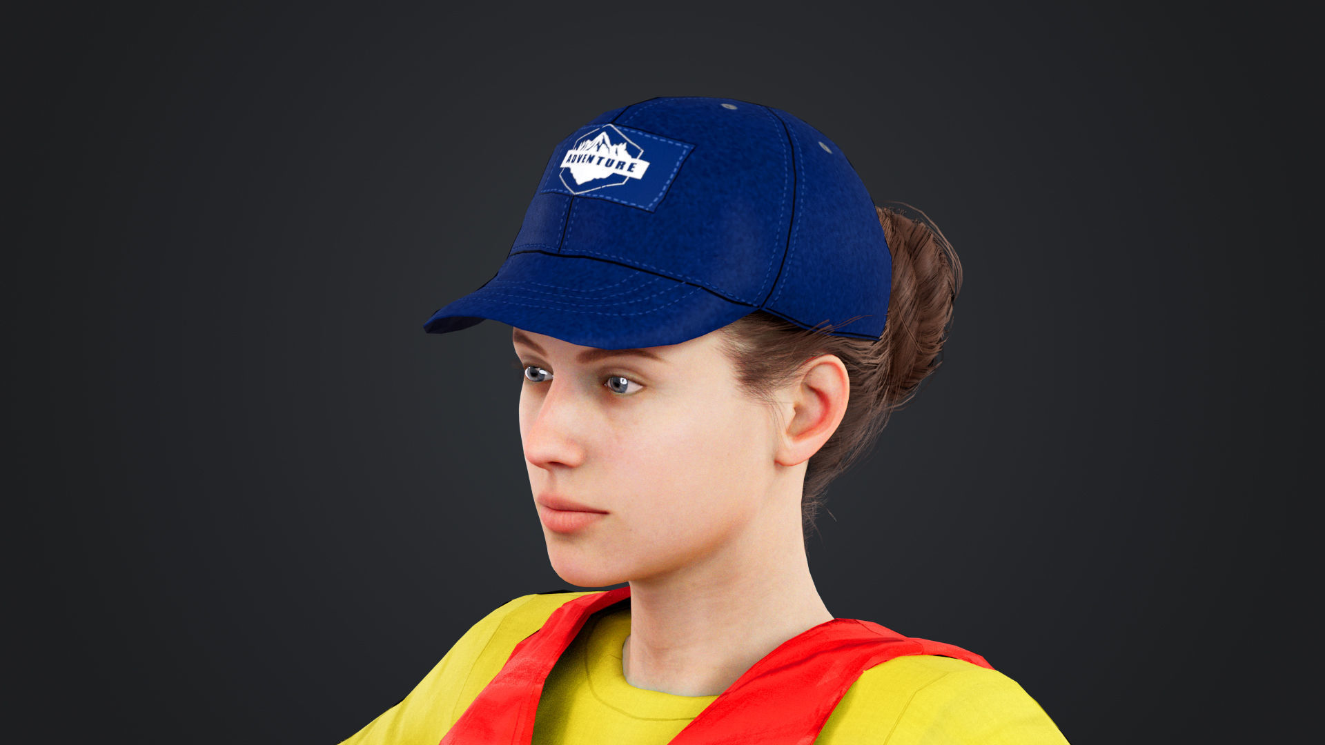 Kayak Canoe Athlete Low-poly 3D model_15