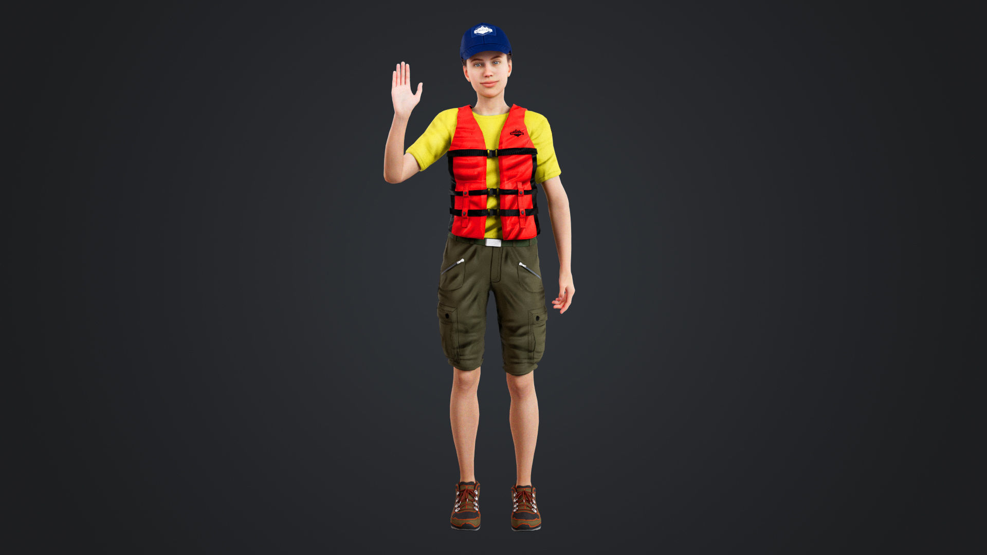 Kayak Canoe Athlete Low-poly 3D model_4