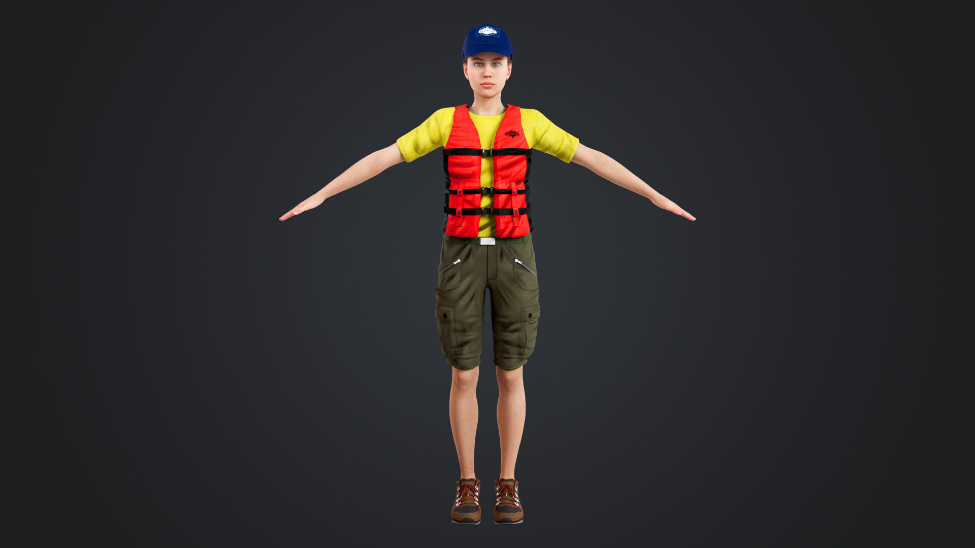 Kayak Canoe Athlete Low-poly 3D model_5