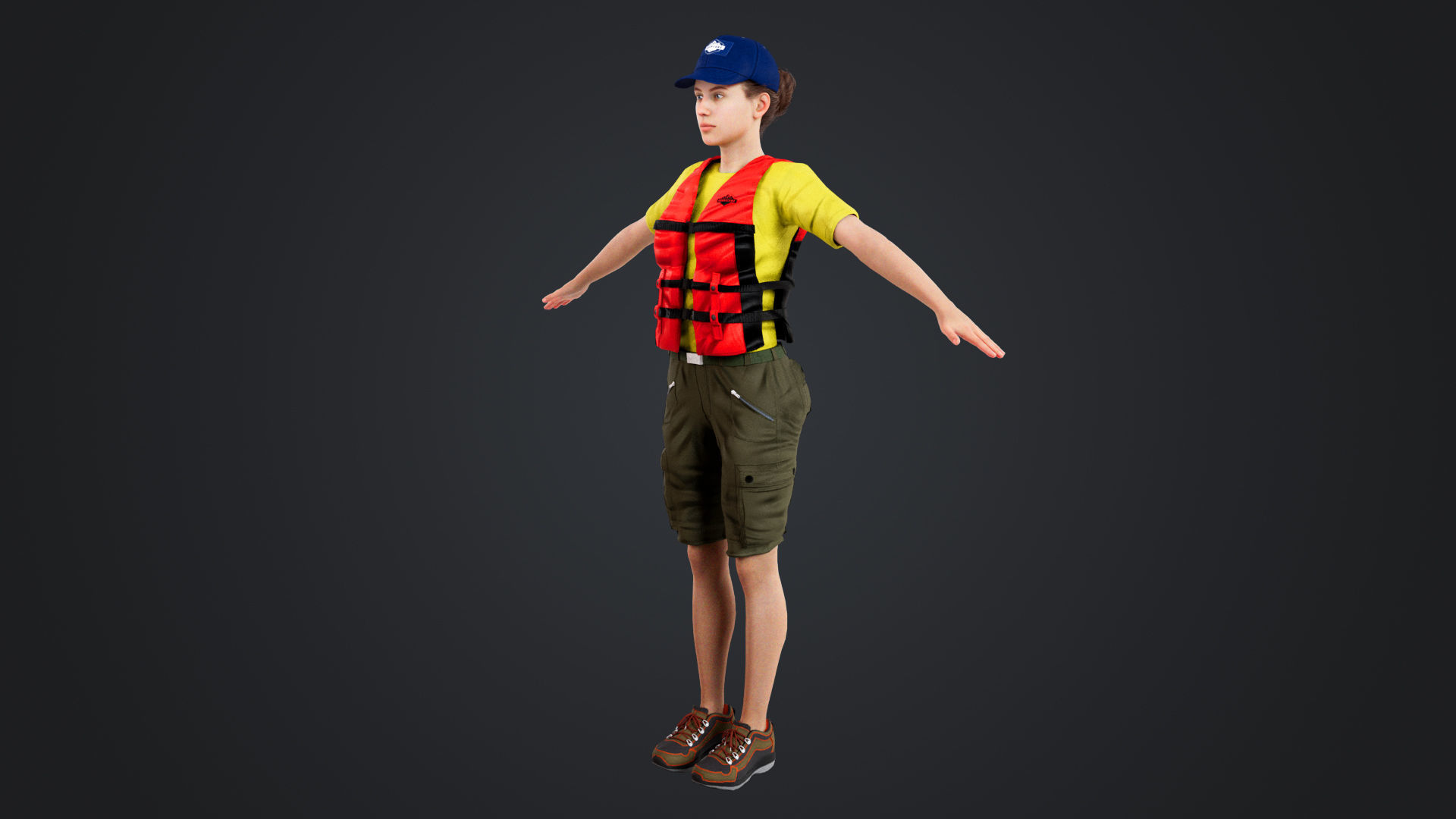 Kayak Canoe Athlete Low-poly 3D model_6