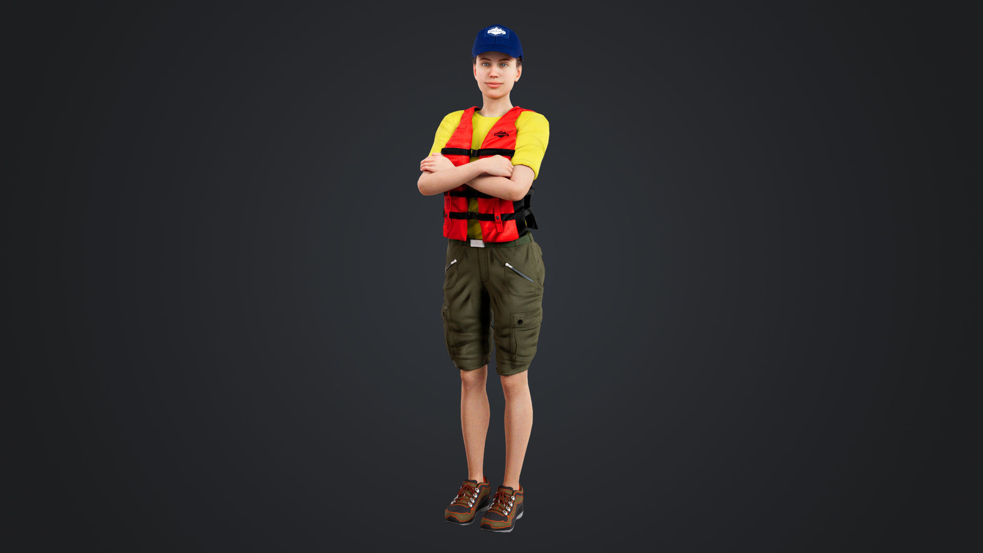 Kayak Canoe Athlete Low-poly 3D model_3