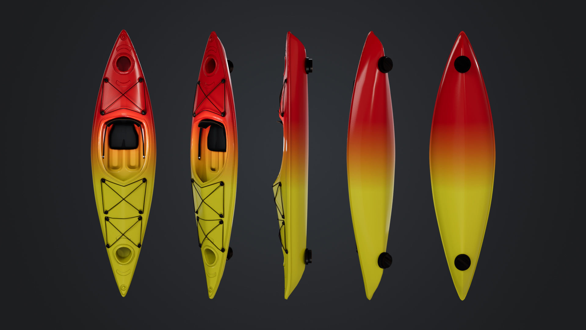 Kayak Canoe Athlete Low-poly 3D model_19