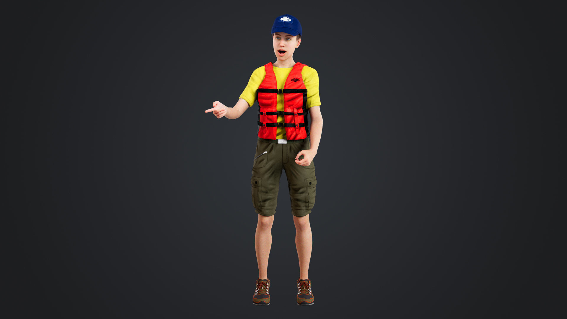 Kayak Canoe Athlete Low-poly 3D model_2