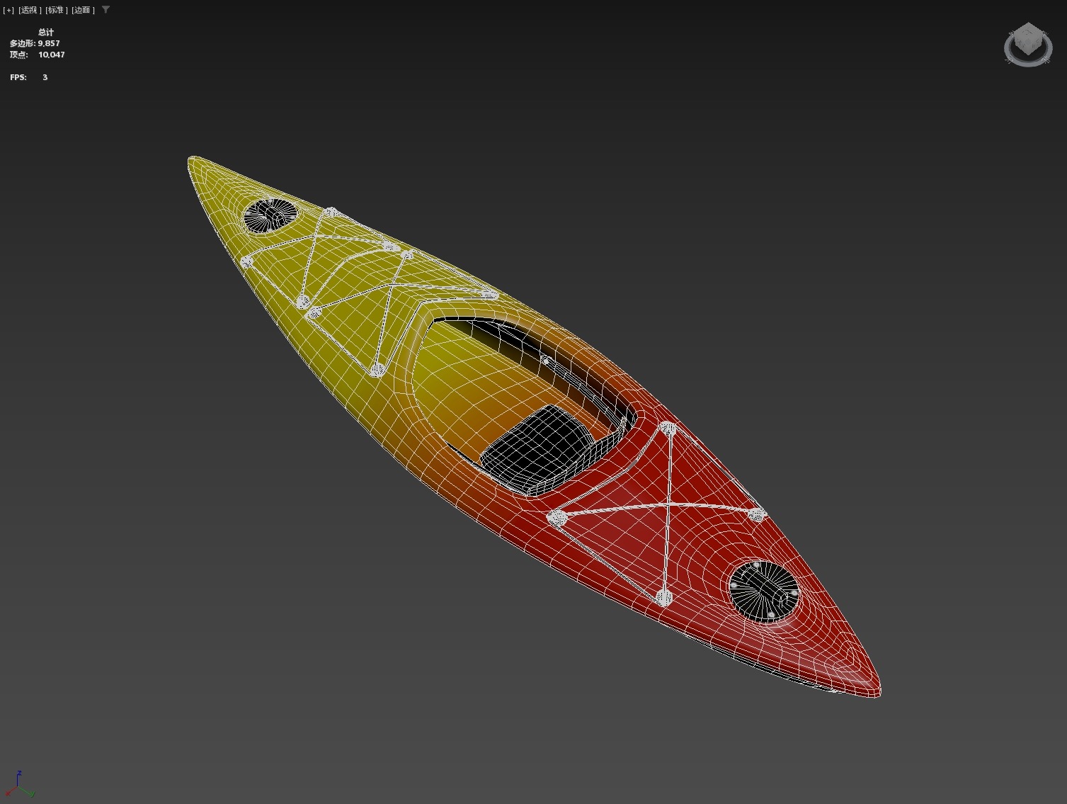 Kayak Canoe Athlete Low-poly 3D model_36