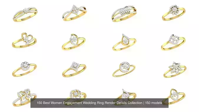 150 Best Women Engagement Wedding Ring Render Details Collection