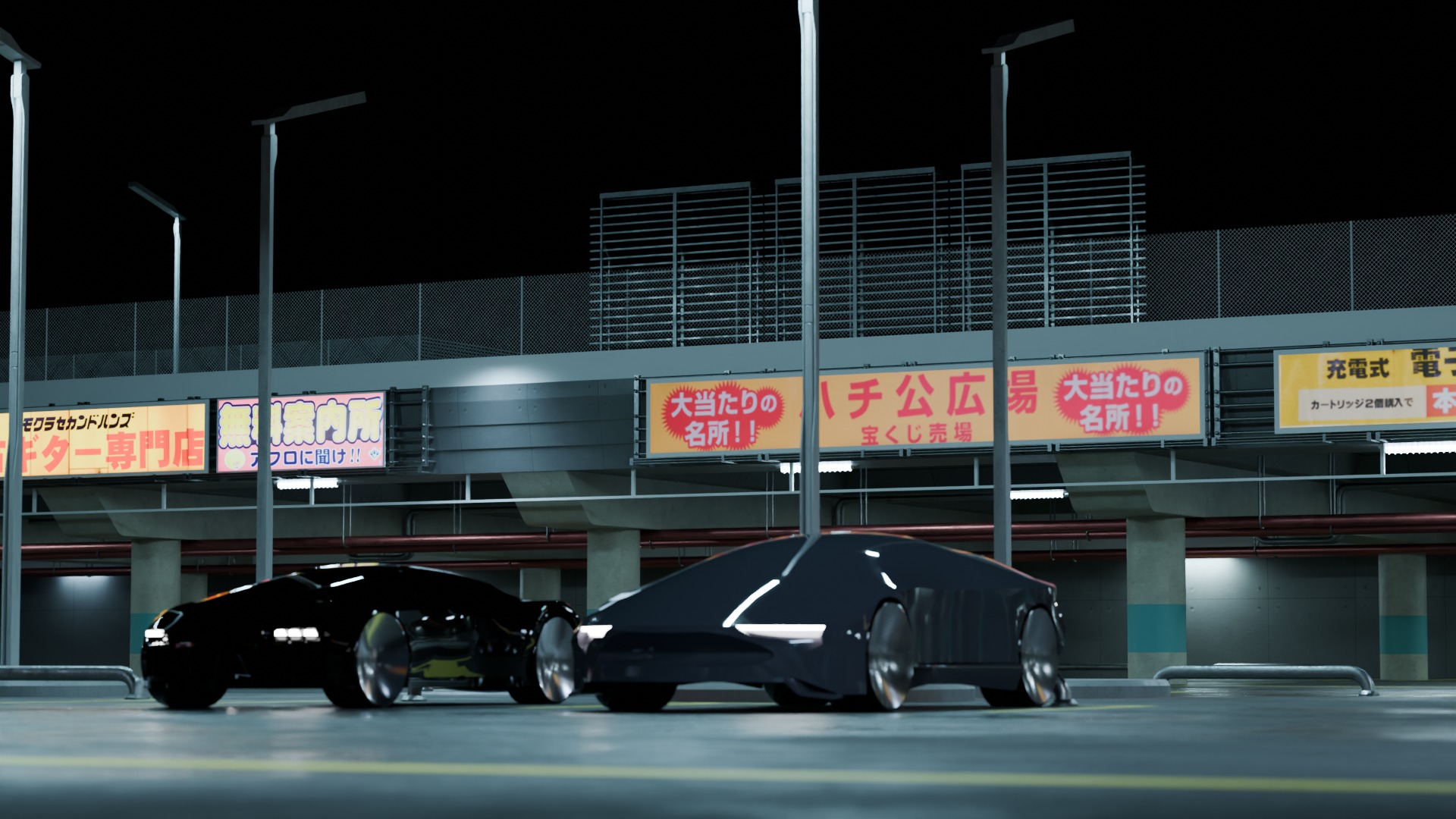 Cyberpunk Parking Lot 3D model_4