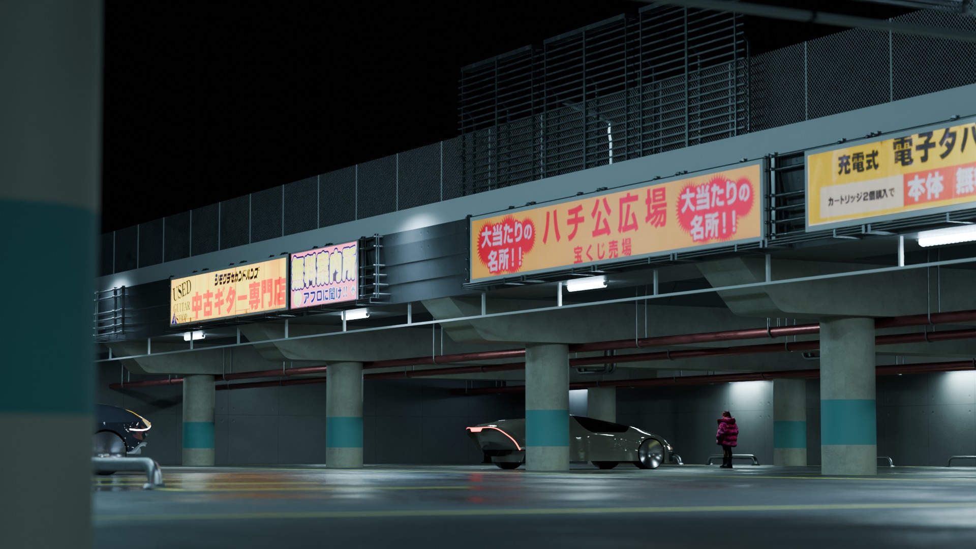 Cyberpunk Parking Lot 3D model_6