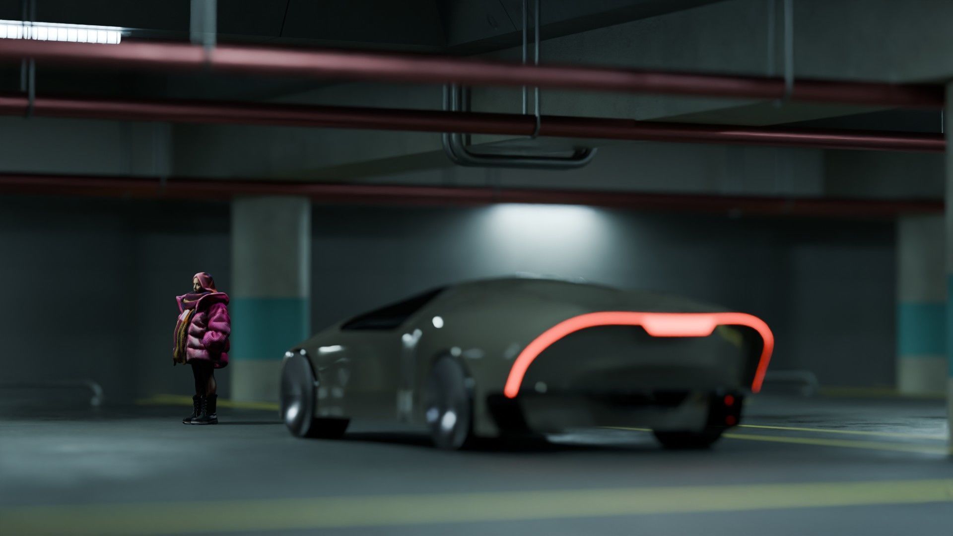 Cyberpunk Parking Lot 3D model_1