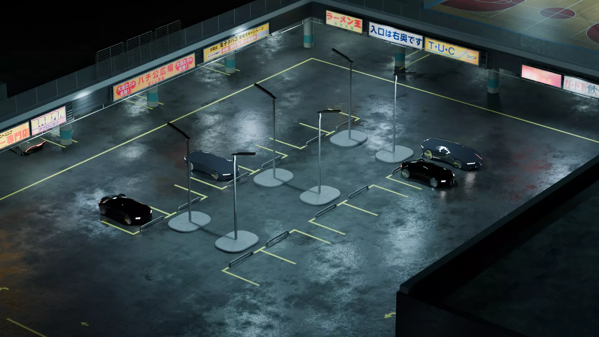Cyberpunk Parking Lot 3D model_0