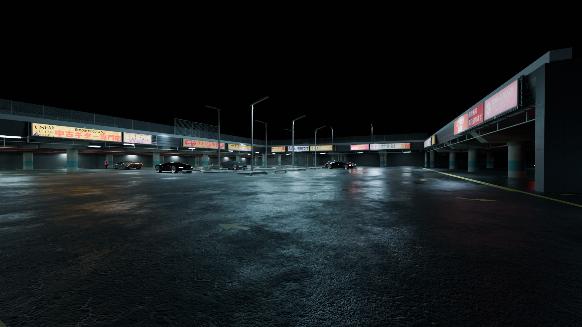 Cyberpunk Parking Lot 3D model_10