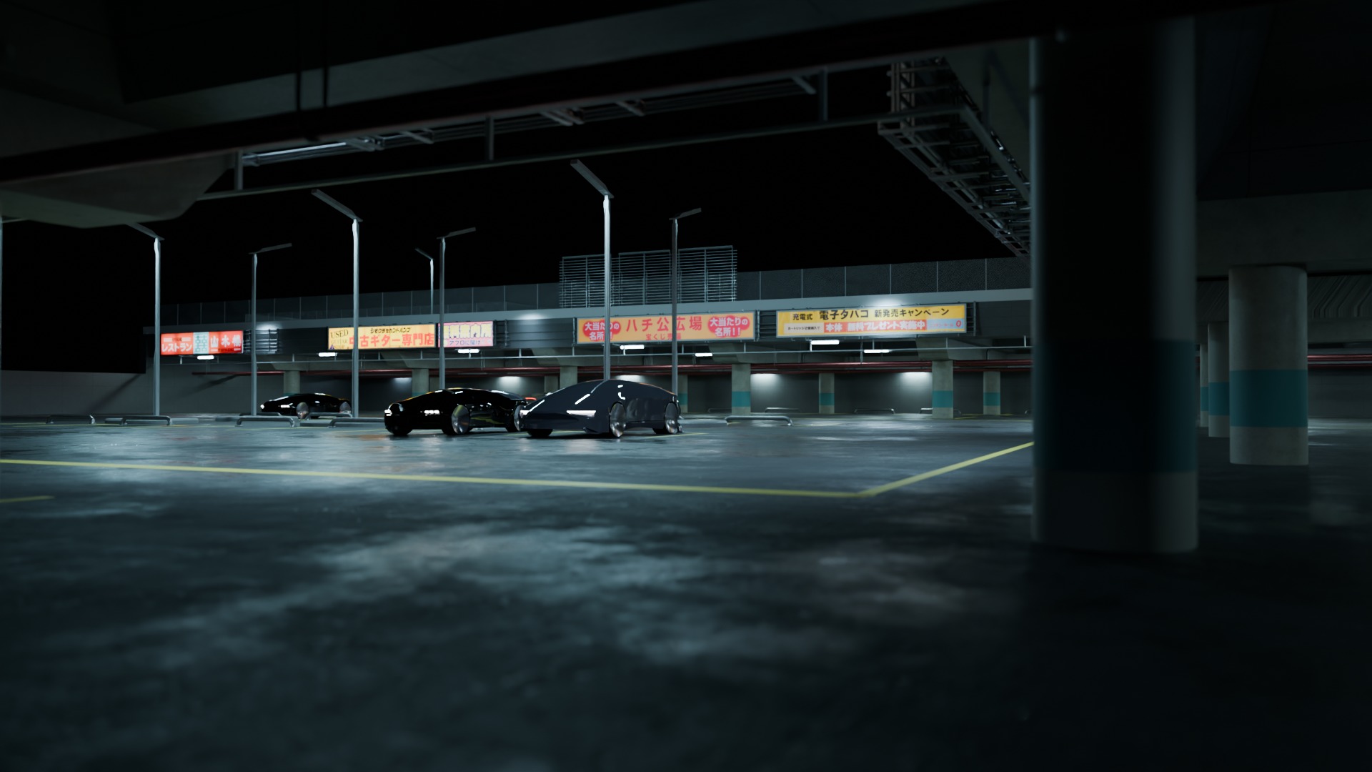 Cyberpunk Parking Lot 3D model_12