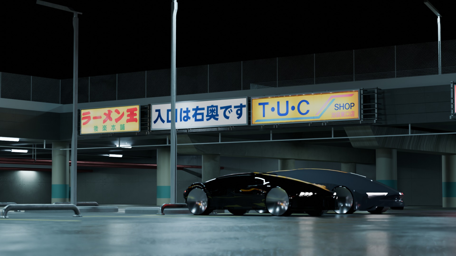 Cyberpunk Parking Lot 3D model_3