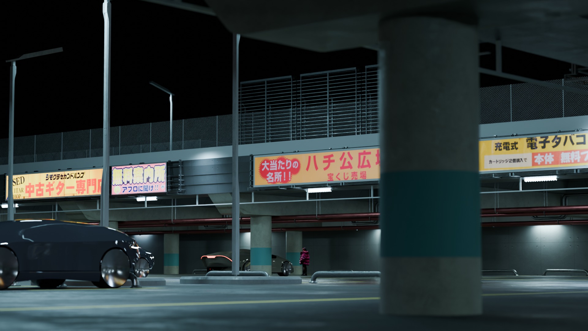 Cyberpunk Parking Lot 3D model_5