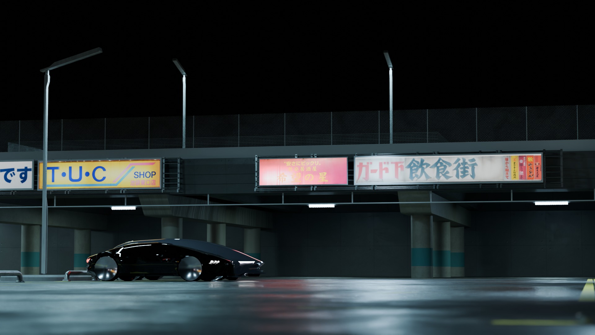 Cyberpunk Parking Lot 3D model_2