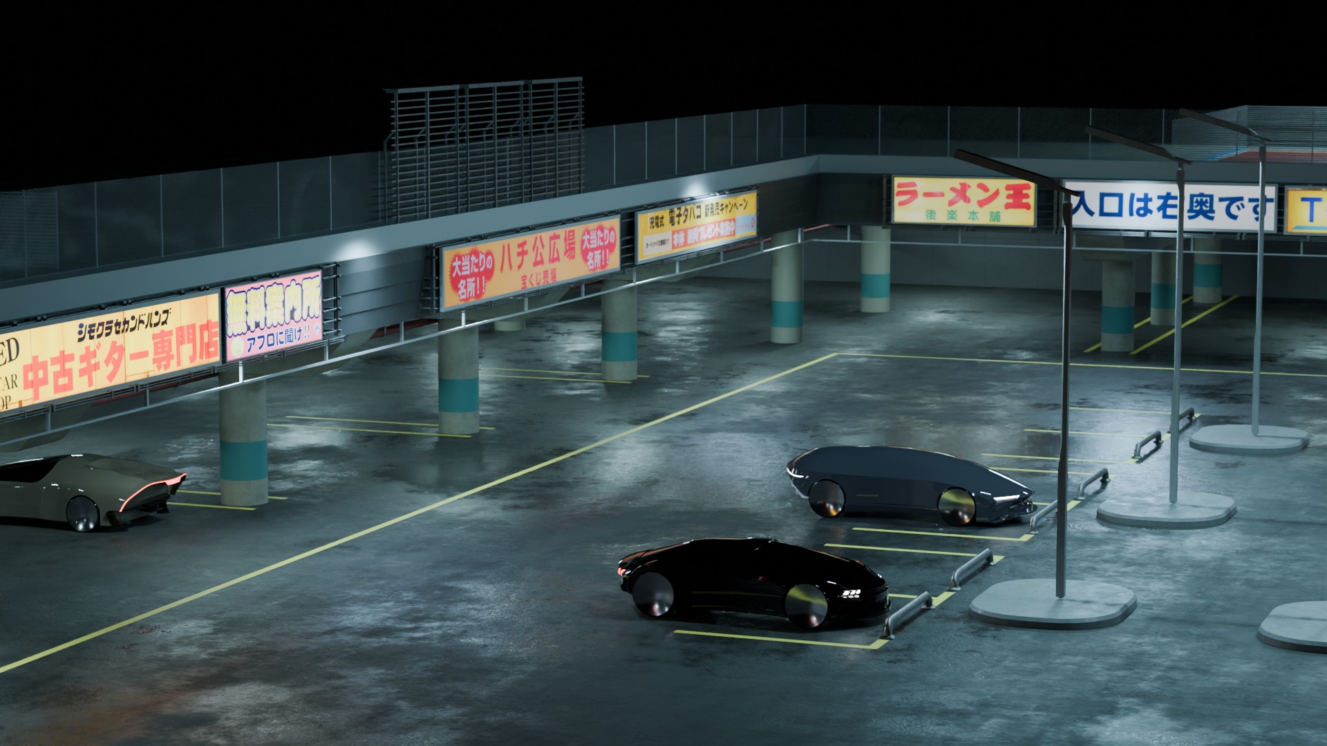 Cyberpunk Parking Lot 3D model_7