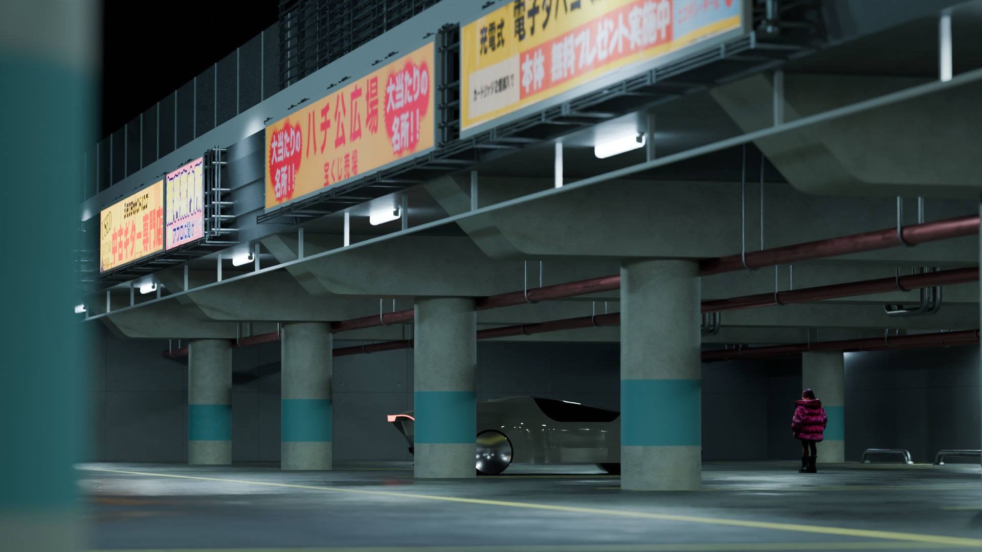 Cyberpunk Parking Lot 3D model_15