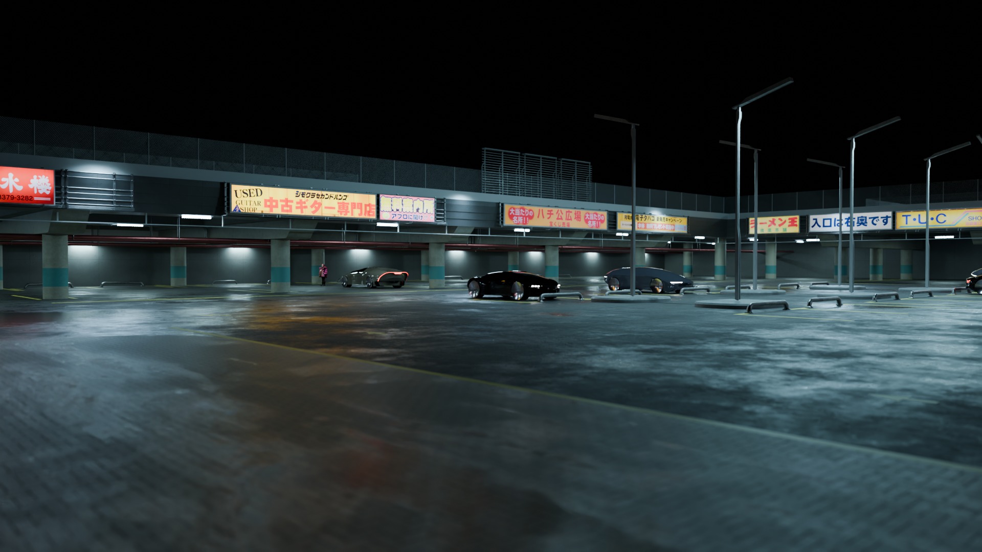 Cyberpunk Parking Lot 3D model_11