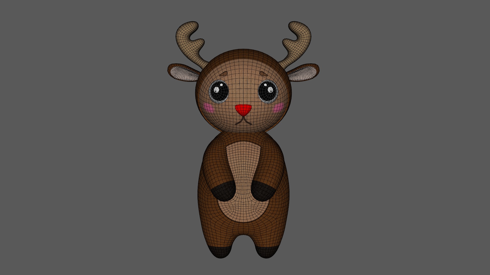 Cute Reindeer  Low-poly 3D model_9