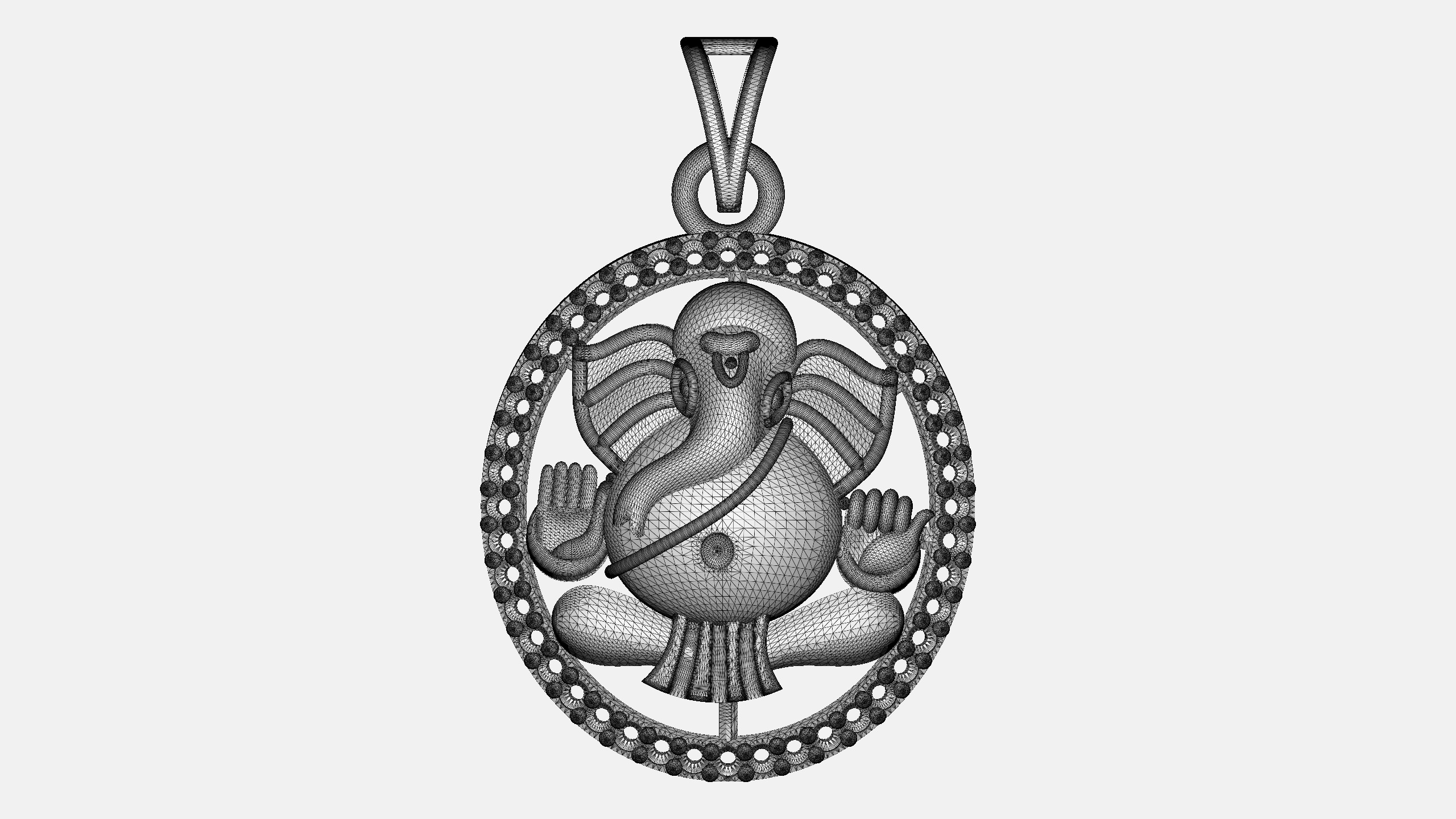 Round Ganesh Pendant - 0056 3D print model_8
