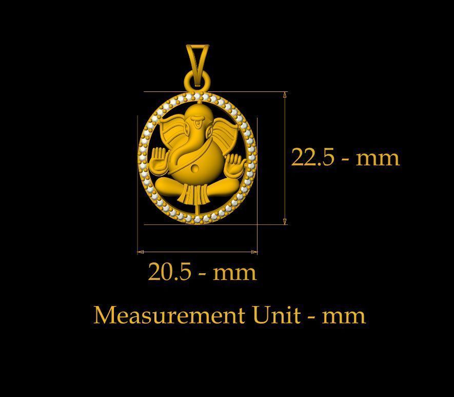 Round Ganesh Pendant - 0056 3D print model_1