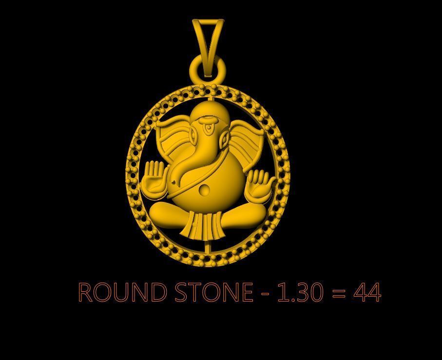Round Ganesh Pendant - 0056 3D print model_6