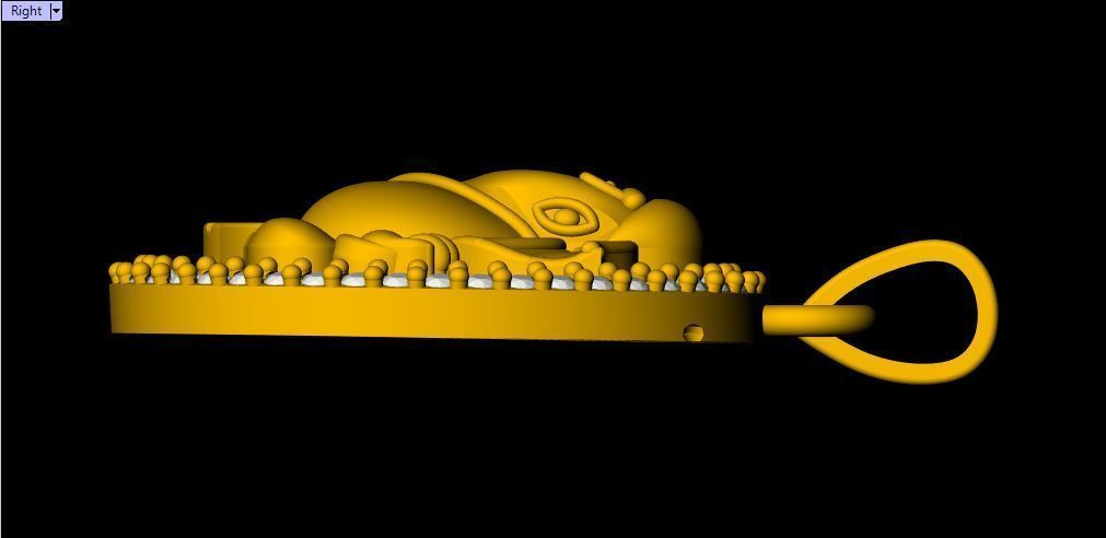 Round Ganesh Pendant - 0056 3D print model_4