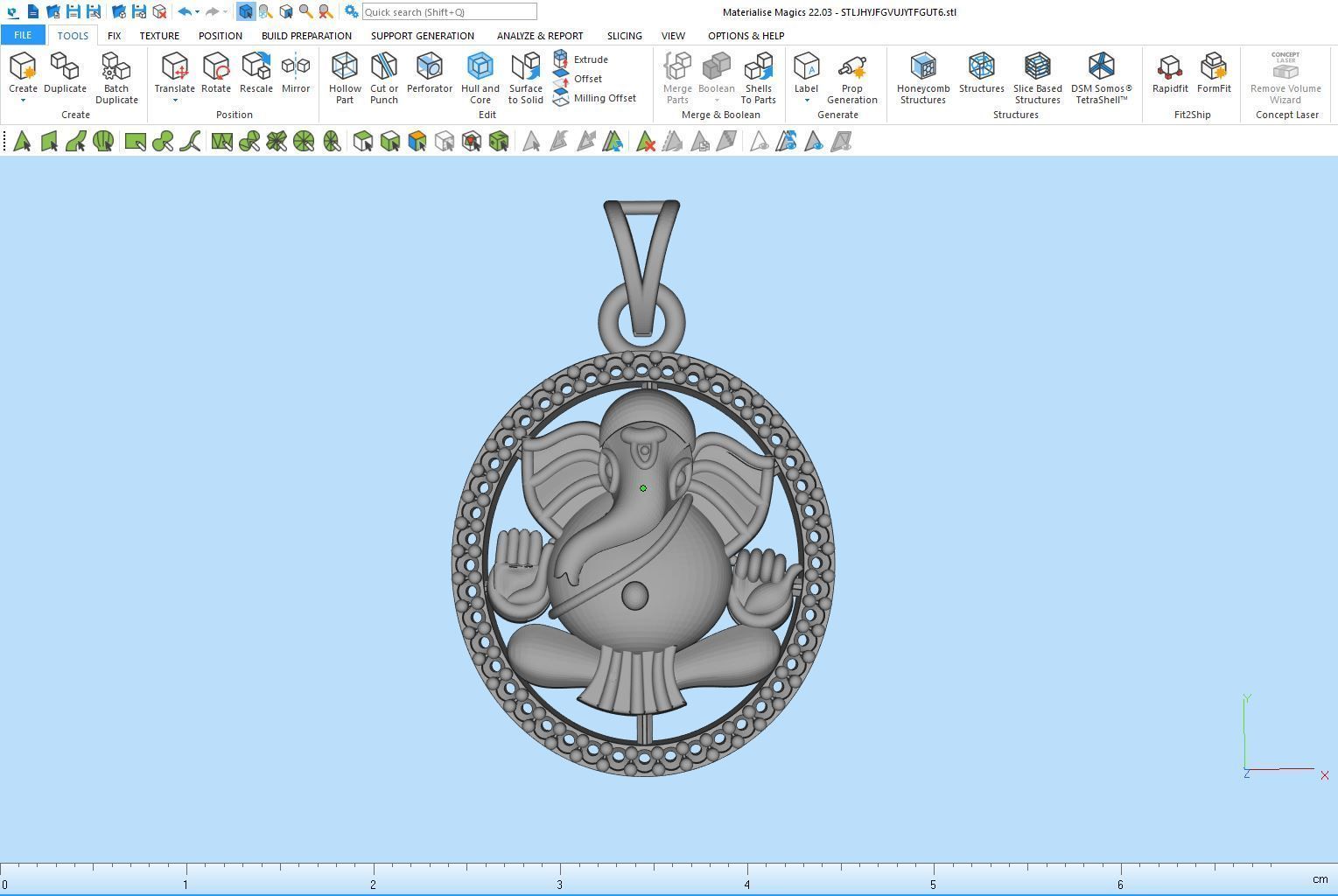 Round Ganesh Pendant - 0056 3D print model_7