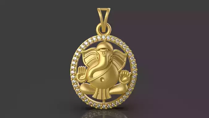 Round Ganesh Pendant - 0056