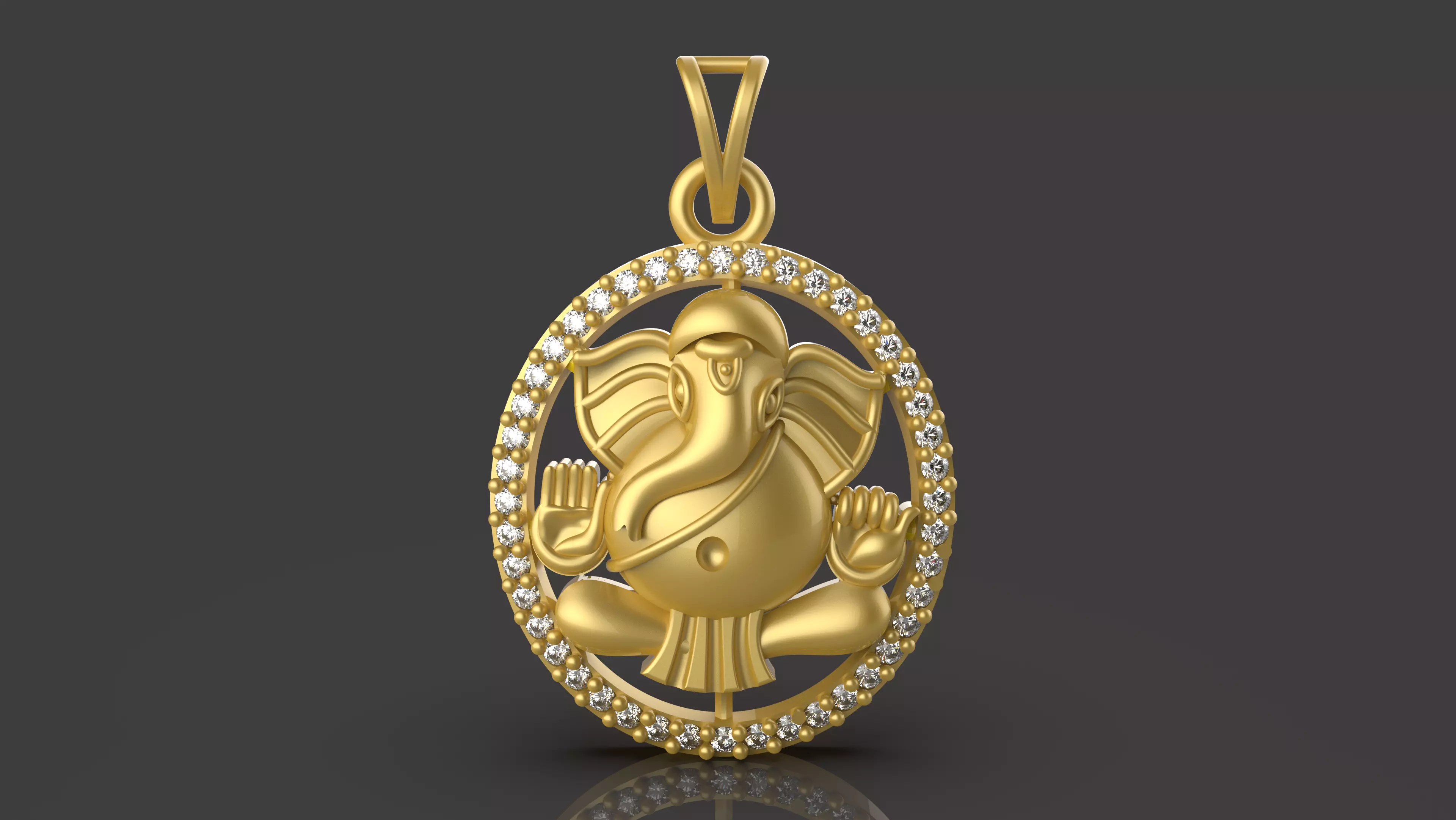 Round Ganesh Pendant - 0056 3D print model_0