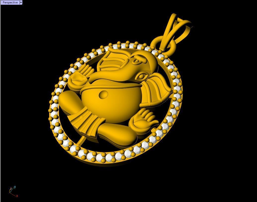 Round Ganesh Pendant - 0056 3D print model_5