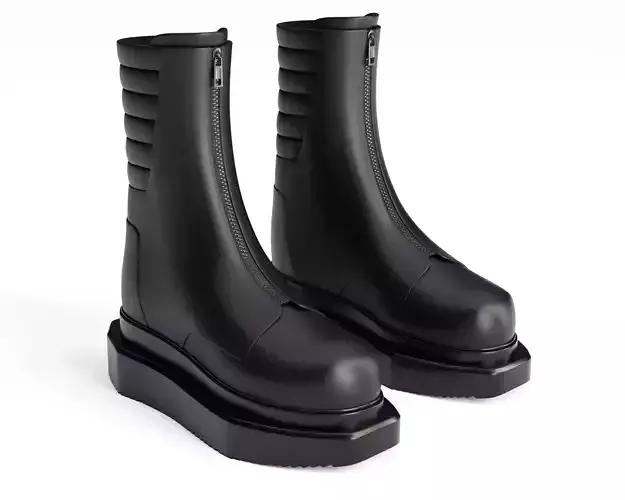 Leather moto cyclops boots Rick Owens Low-poly 3D model