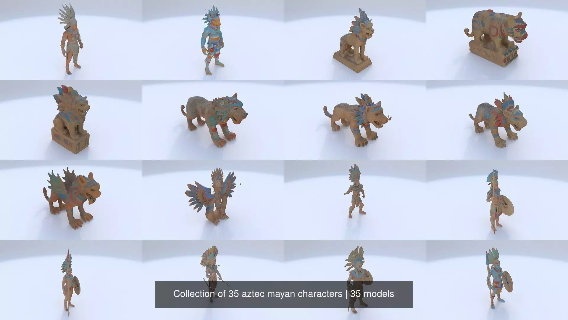 Collection of 35 aztec mayan characters _0