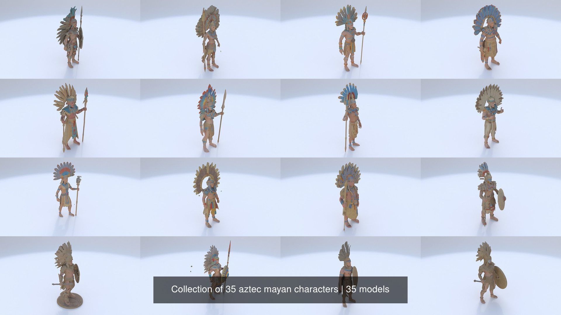 Collection of 35 aztec mayan characters _2