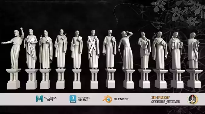 statues church 05 3D print model